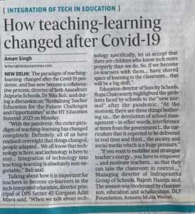 How Teaching-Learning Changed after COVID19: The Hindustan Times, 29th August 2023