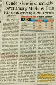 Gender skew in schoolkids lower among Muslims Times of India 12th November 2023