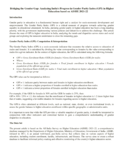 gender parity index higher education india AISHE 2021 22 pdf